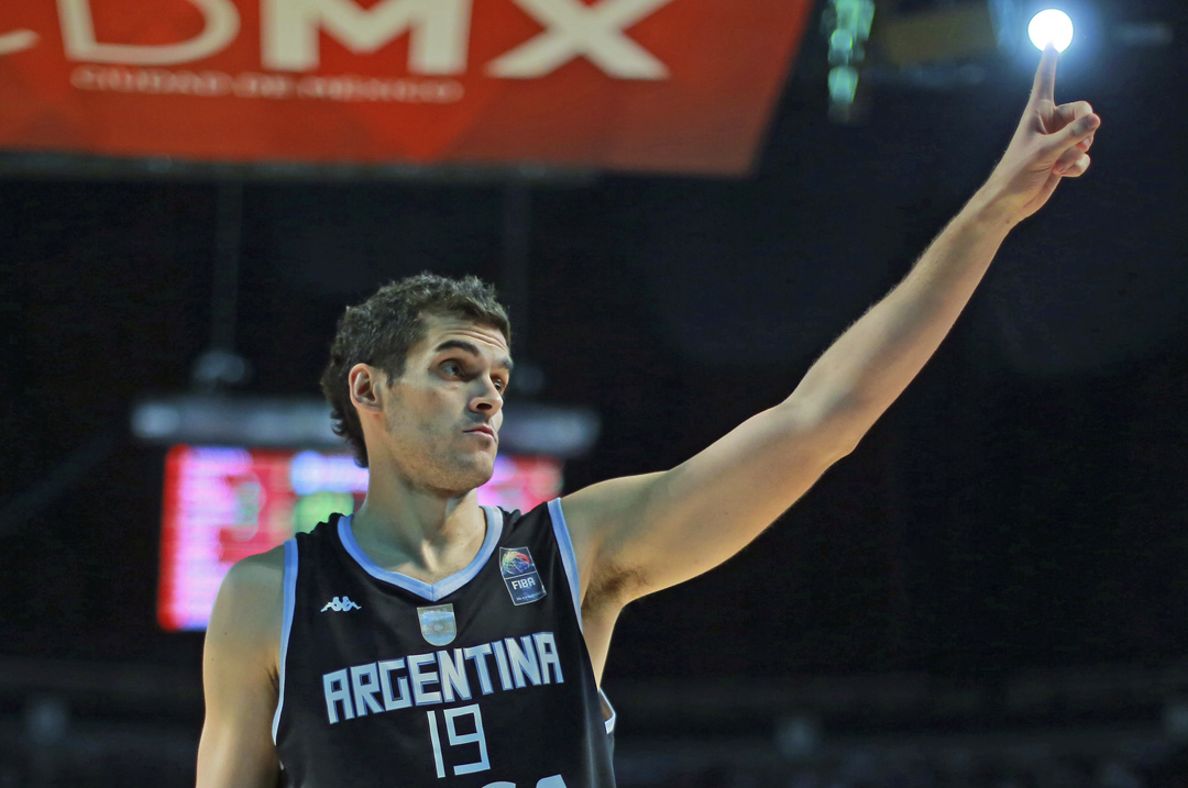 MEXICO CITY, MEXICO - SEPTEMBER 09: Leonardo Mainoldi of Argentina during a second stage match between Mexico and Argentina as part of the 2015 FIBA Americas Championship for Men at Palacio de los Deportes on September 09, 2015 in Mexico City, Mexico. (Photo by Hector Vivas/LatinContent/Getty Images)