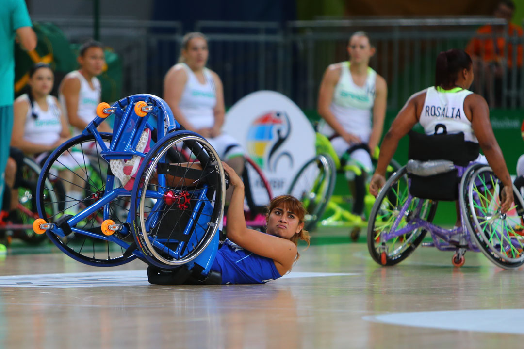 RIO DE JANEIRO, BRAZIL - SEPTEMBER 8: Maria Pallares of Argentina during the Wheelchair Basketball match against Brazil at Arena Carioca 1 on Day 1 of the Rio 2016 Paralympic Games on September 8, 2016 in Rio de Janeiro, Brazil. (Photo by Lucas Uebel/Getty Images)