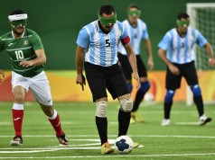 IO DE JANEIRO, BRAZIL - SEPTEMBER 09: Silvio Velo during the Men's Football 5-a-side between Argentina and Mexico at the Olympic Tennis Centre on Day 2 of the Paralympic Games on September 9, 2016 in Rio de Janeiro, Brazil. (Photo by Bruna Prado/Getty Images)